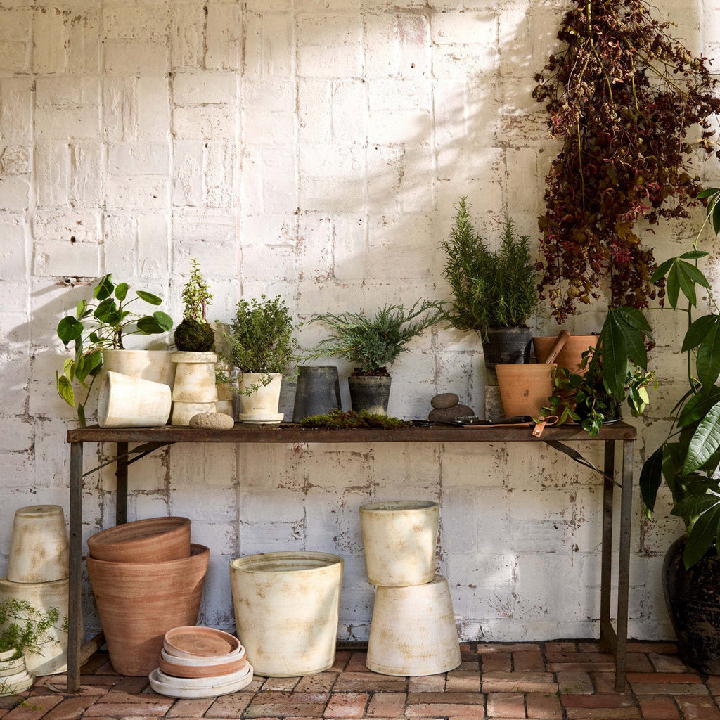 Terra Cotta Basic Planter, White Patina