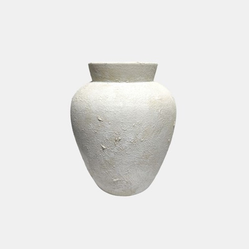 11" Textured Terracotta Vase, Ivory
