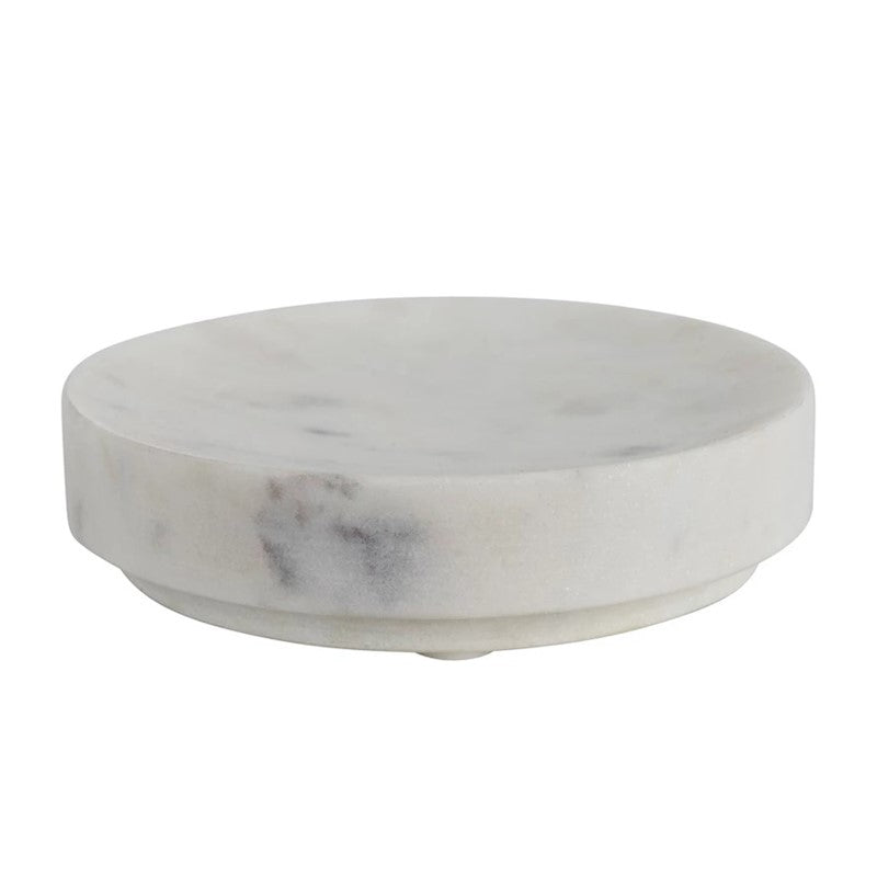 5" Round Marble Soap Dish, White