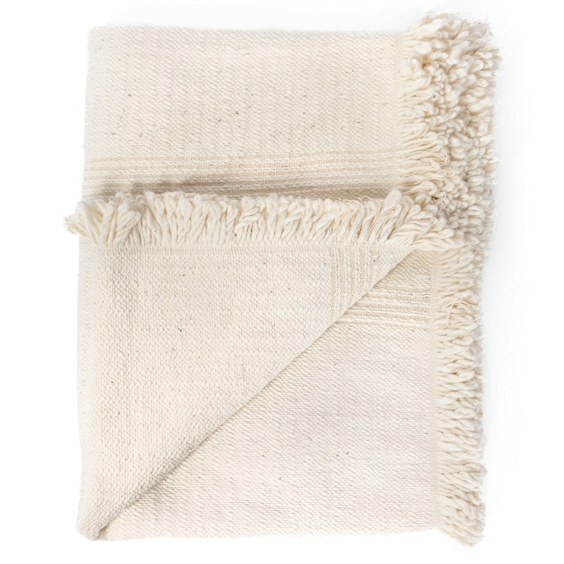 50x70 throw blanket w/ tassels fatima, cream