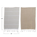 Woven Cotton Tea Towel w/ Fringe (2 Styles)