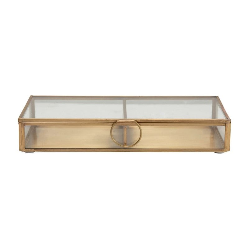 9"L x 4-1/4"W Glass Box w/ Brass Frame
