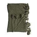 50x60  knit throw blanket w/ tassels, green