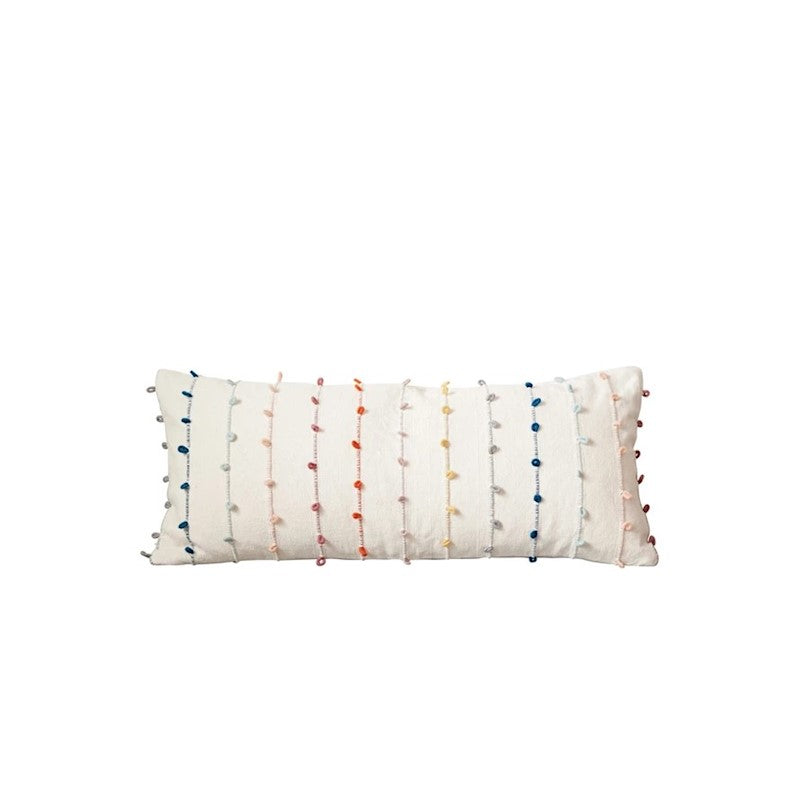 Decorative Lumbar Pillow With Embroidery Loop