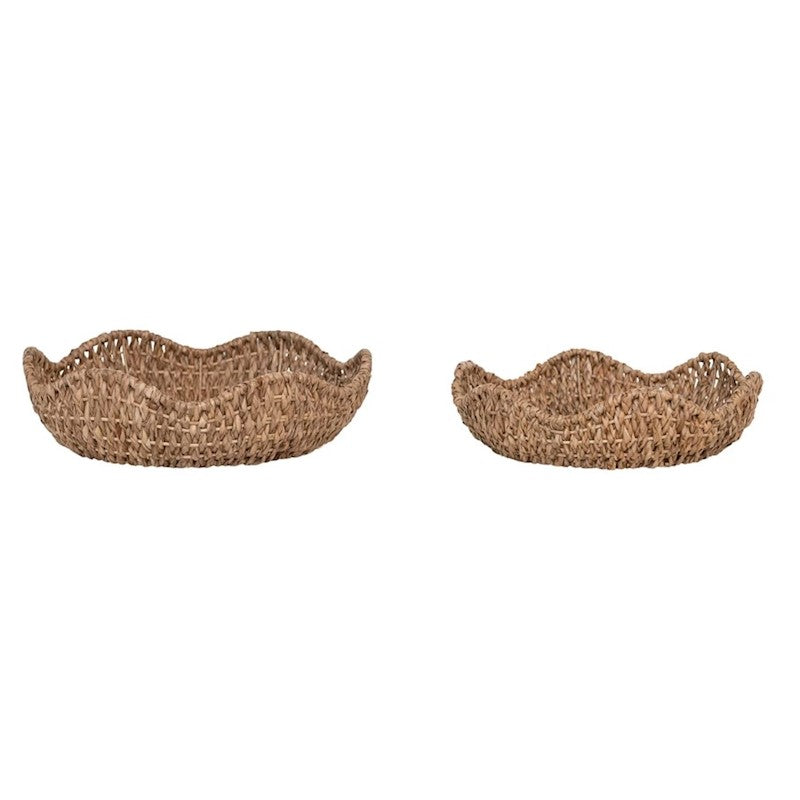 S/2 15" Round Braided Bankuan Bowls