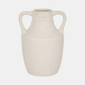 9" Jug Vase W/ Handle Rough Texture, Ivory