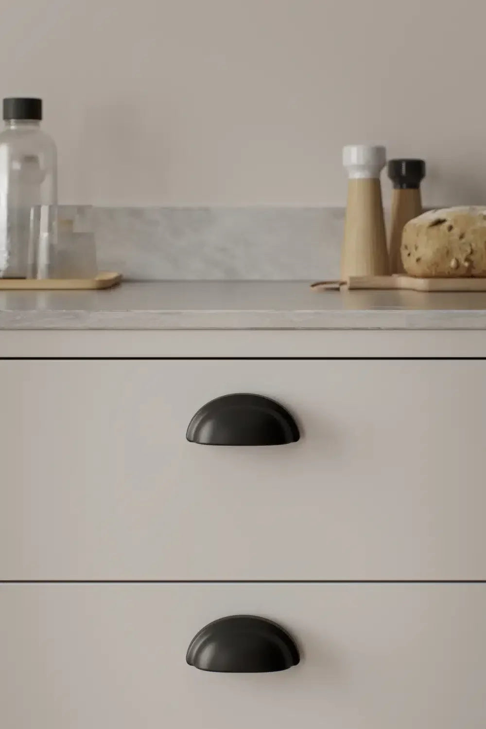 Matte Black "Baron" Cup Pull and Knobs