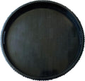 20" Round Debossed Resin Tray with Handles, Black