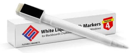 White Chalk Ink Pen w/ Eraser (4")