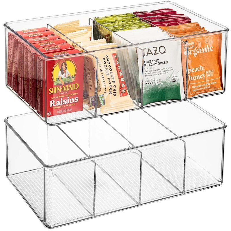 3.5"H x 6"W x 10.5"D Clear Bin w/ Dividers