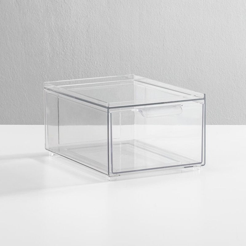 8x6x4H" Clear Stackable Drawer w/ Handle