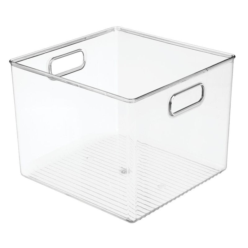 10" Square x 8"H Clear Bin w/ Handles