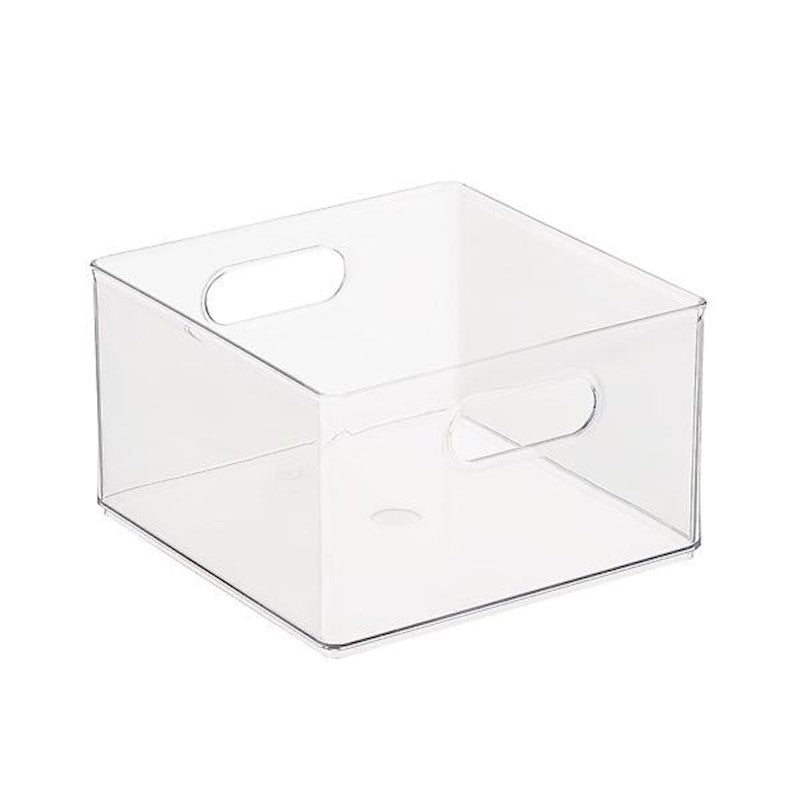 10" Square x 6"H Clear Bin w/ Handles