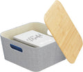 12" Square Fabric Bin w/ Bamboo Lid