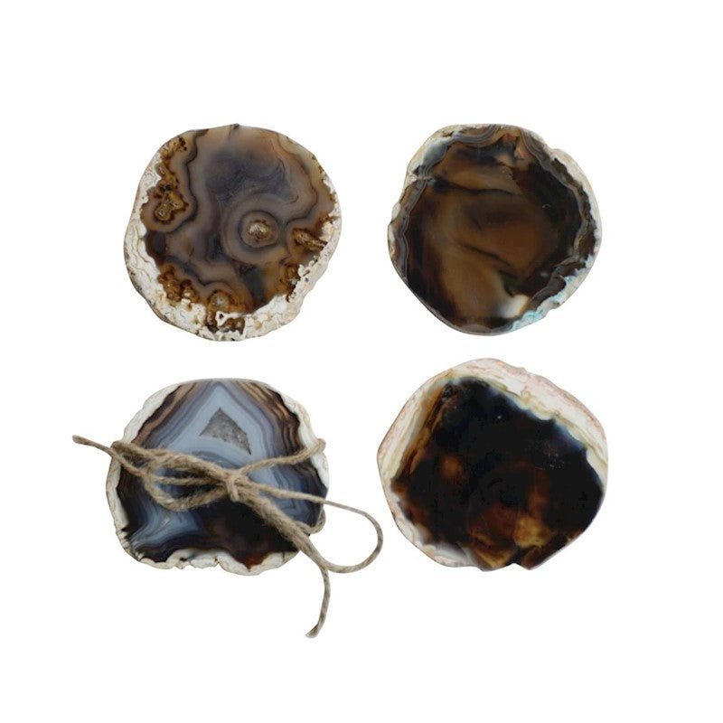 4" Round Agate Coasters (brown) (set of 4)