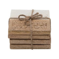 4" Square Marble Carved Wood Coasters (set of 4)