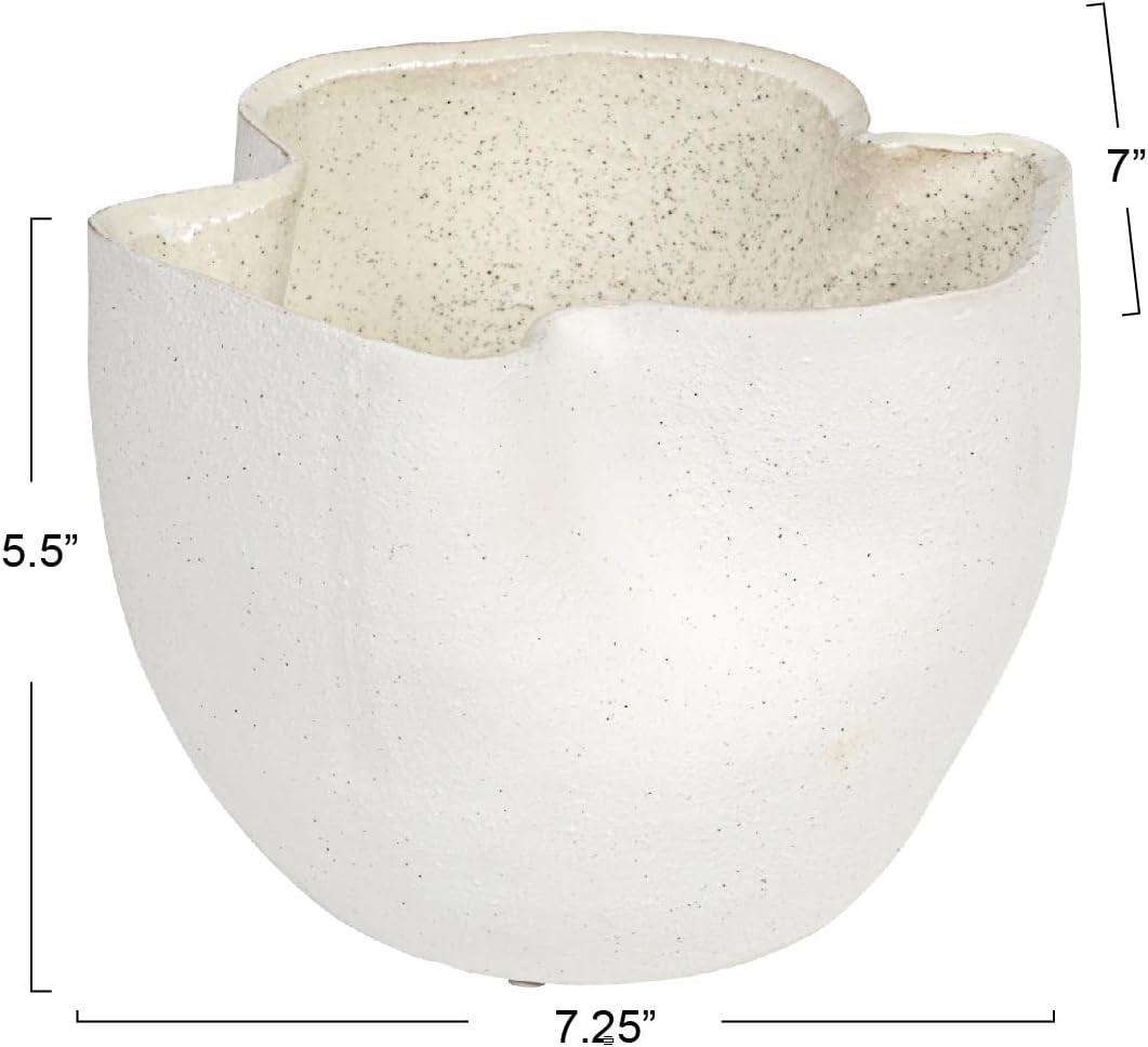 7" Stoneware Ruffled Planter with Sand Finish and Reactive Glaze