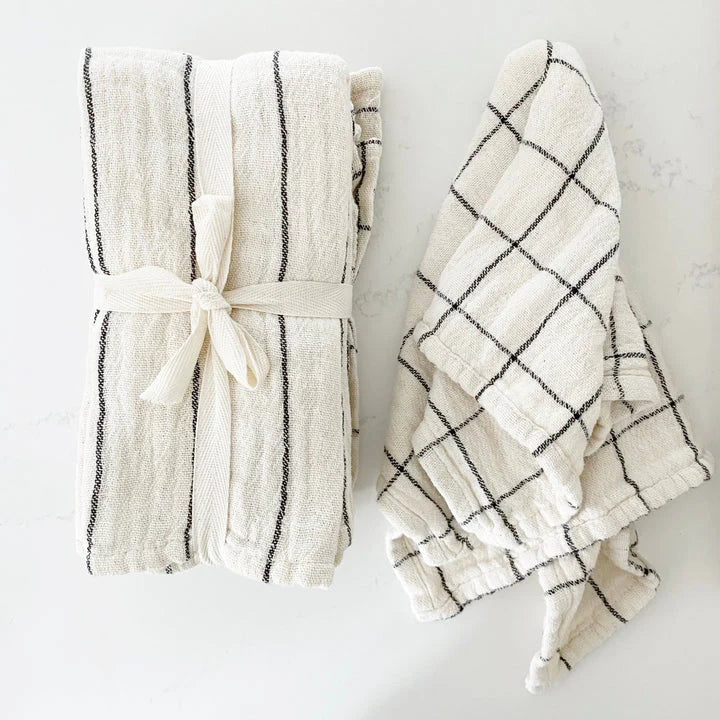 Plaid Striped Woven Napkin Sets of 4