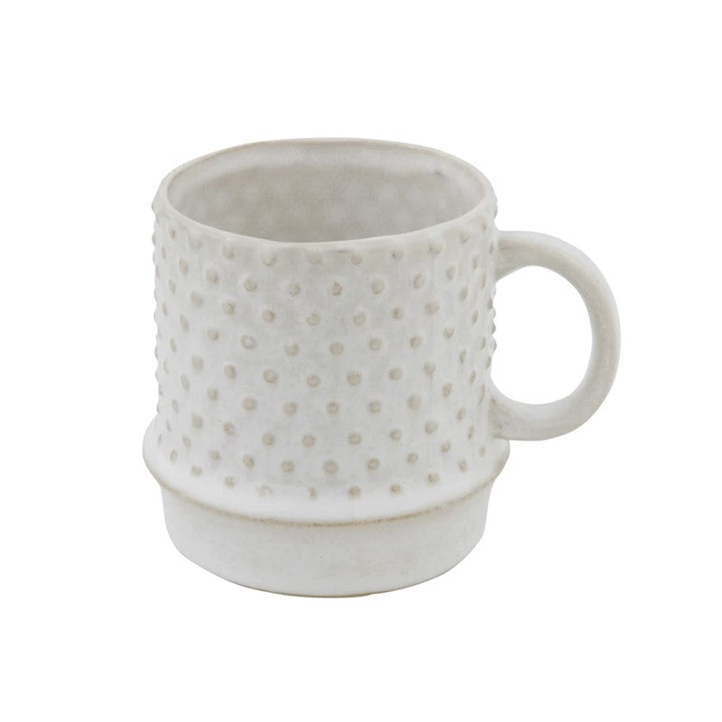3" Stoneware Mug White w/ Hobnail Pattern