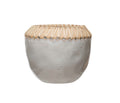5" Round Vase (white) w/ Rattan