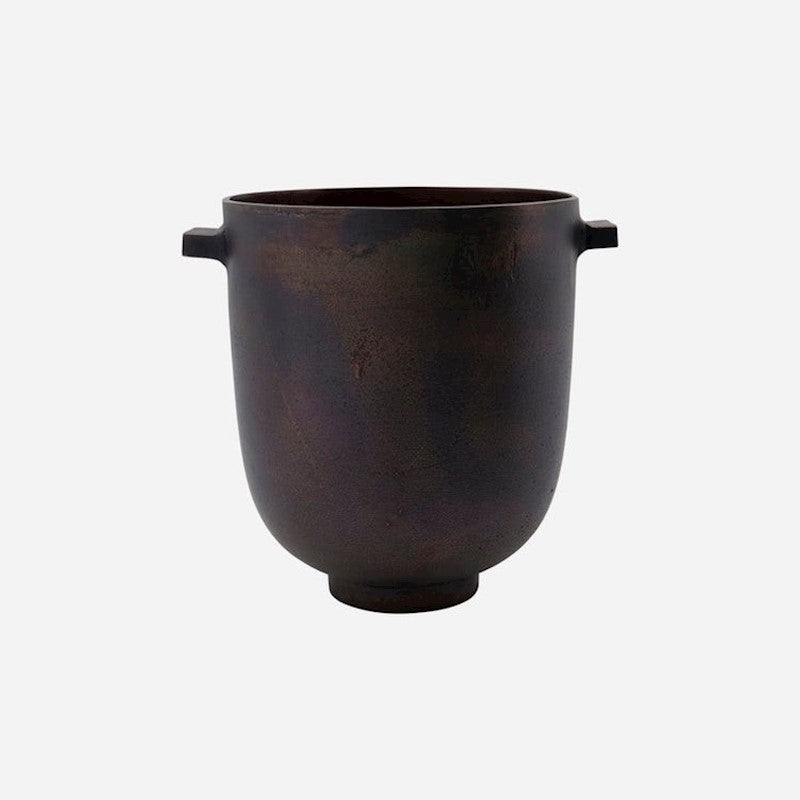 9" Browned Brass Aluminum Planter
