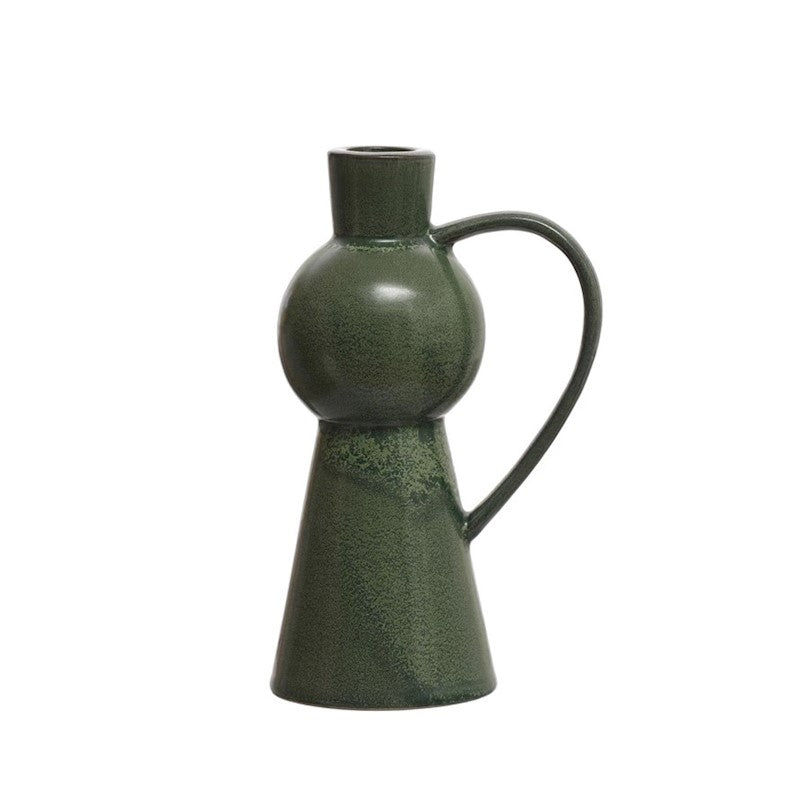 7" Stoneware Candleholder/Vase (green)