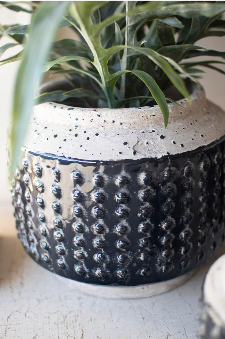 Knobby Blue Ceramic Pot