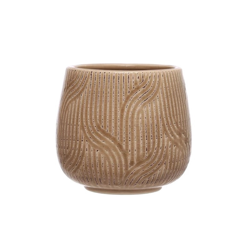 5" Round Stoneware Planter (brown)