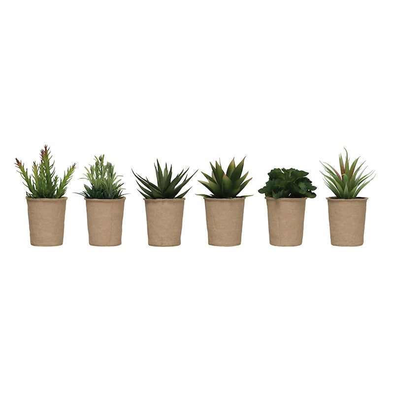 Faux Succulent In Paper Pot - 6 styles