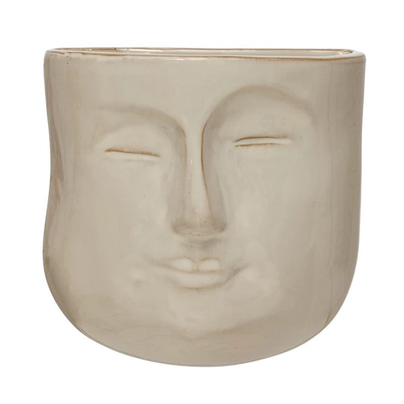 6" Stoneware Wall Planter w/ Face
