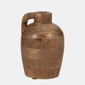 9" Wood Jug Vase With Handle, Natural