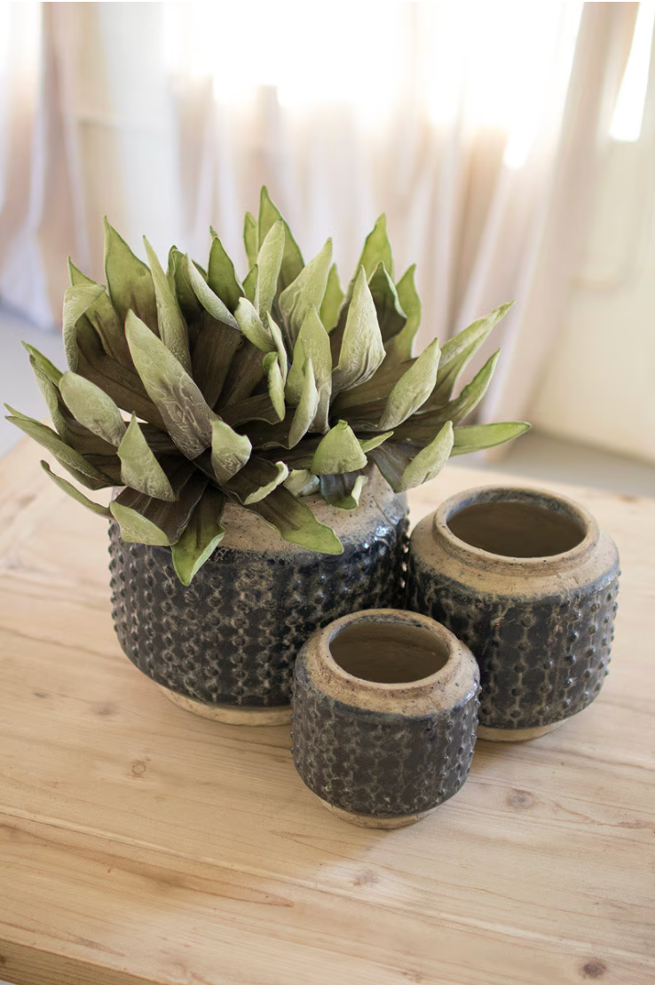 Knobby Blue Ceramic Pot