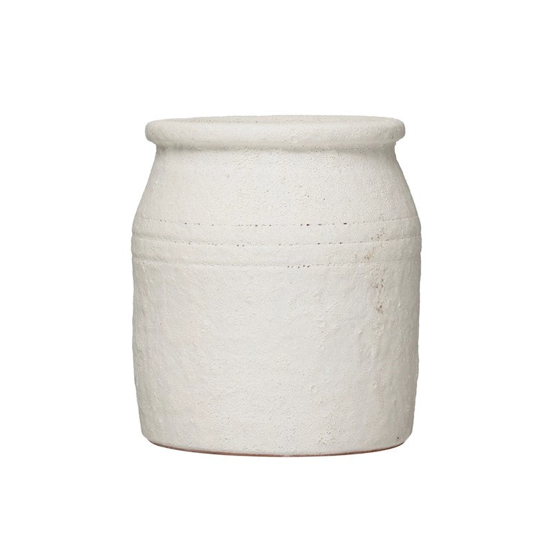 Distressed Coarse Terracotta Crock, valcano