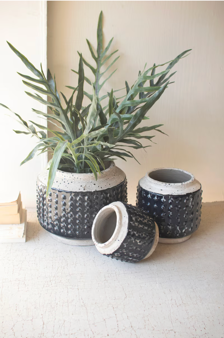 Knobby Blue Ceramic Pot