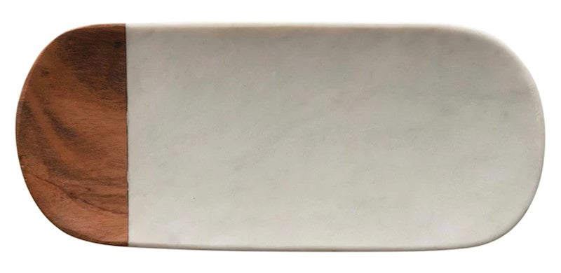 12"L Marble + Wood Cutting Board