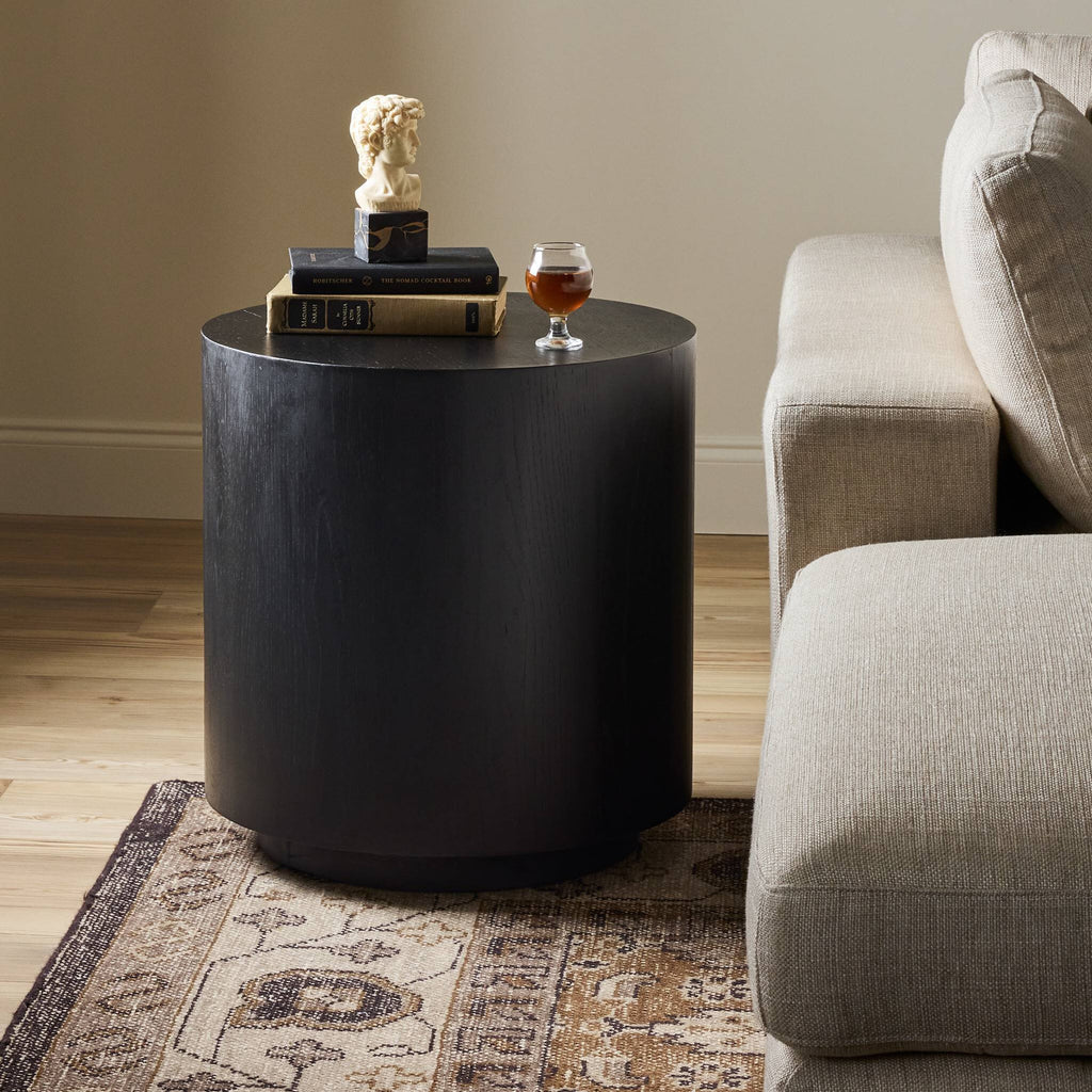 Humphrey Round End Table - Coal on Oak