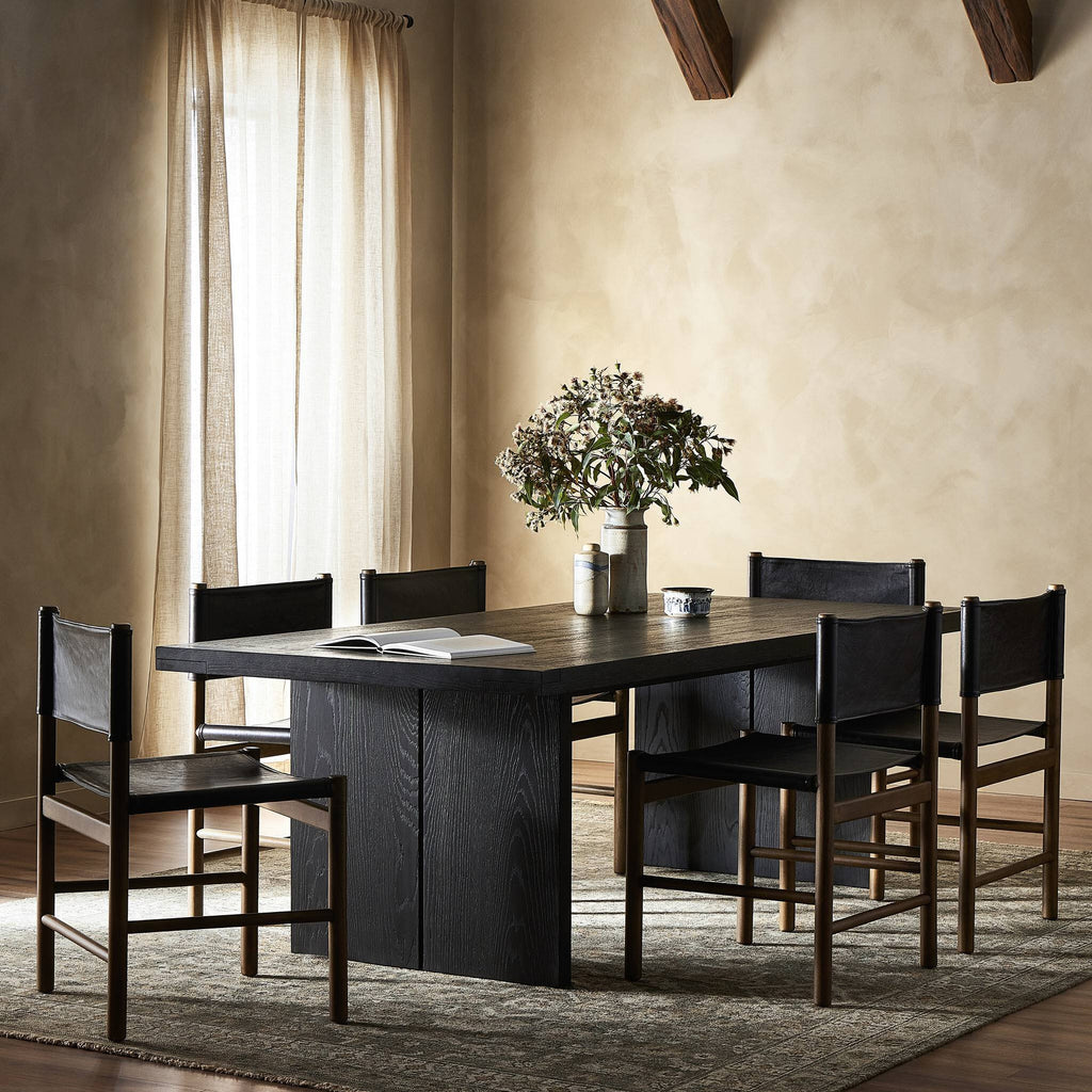 Warby Dining Table - Worn Black Veneer
