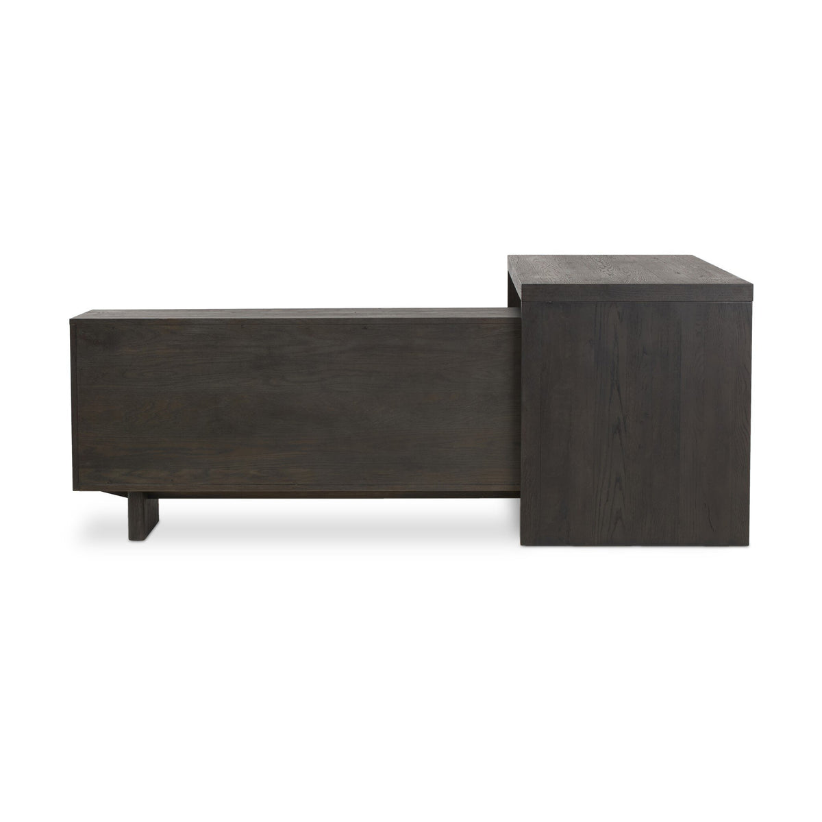 Posada L-Shaped Desk - Worn Black Oak Veneer