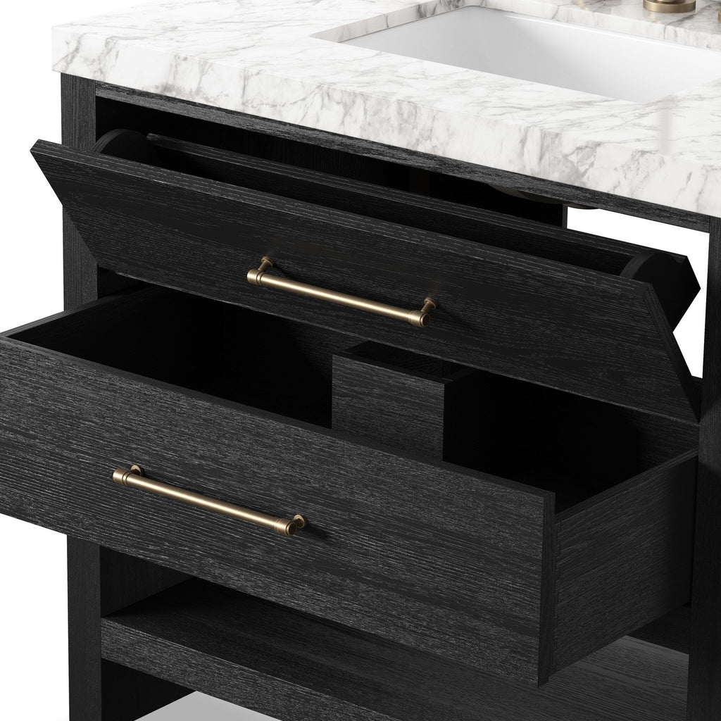 Anthem Single Vanity - Black Wash Oak Veneer
