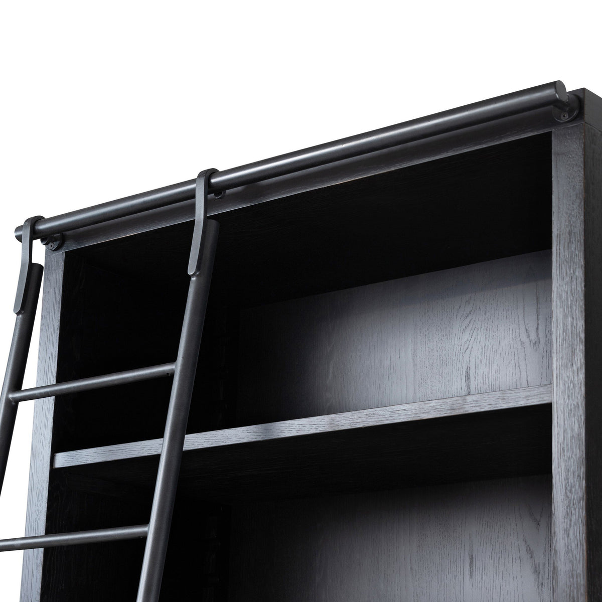 Admont Double Bookcase With Ladder - Worn Black