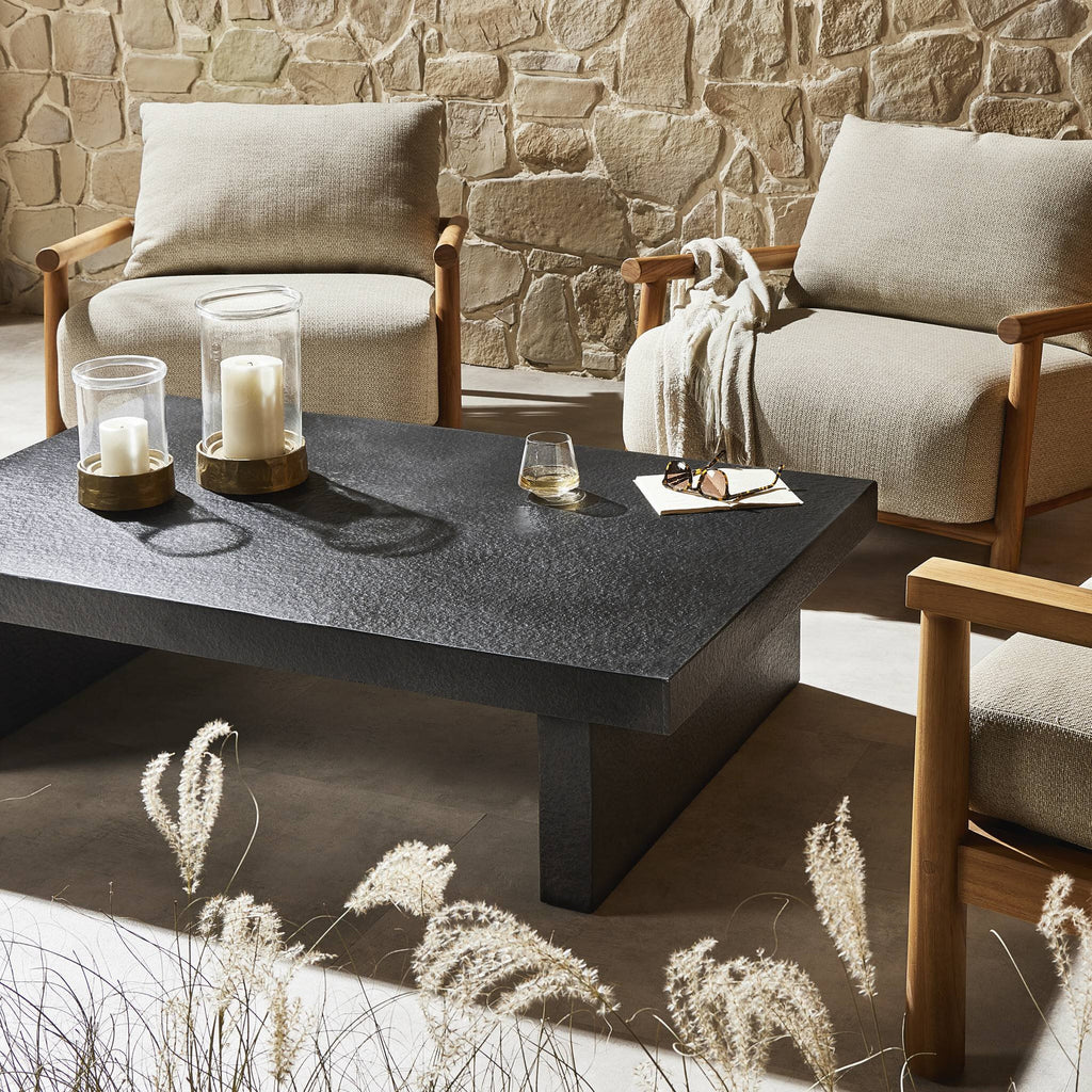 Huesca Outdoor Coffee Table - Distressed Graphite Concrete