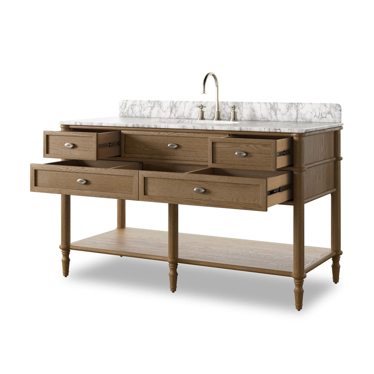 Toulouse Single Wide Vanity - Washed Blonde Oak Veneer