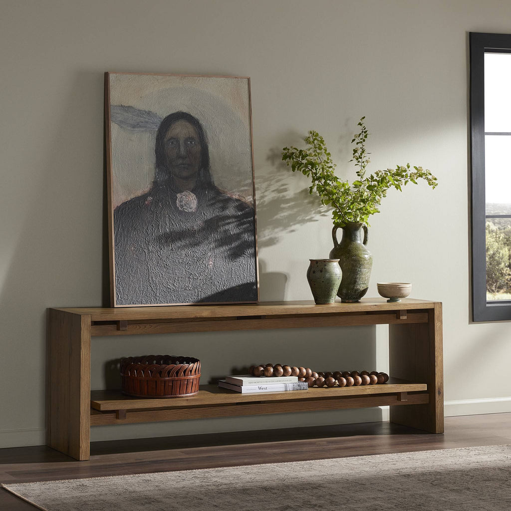 Theodore Media Console - Rustic Amber Oak Veneer
