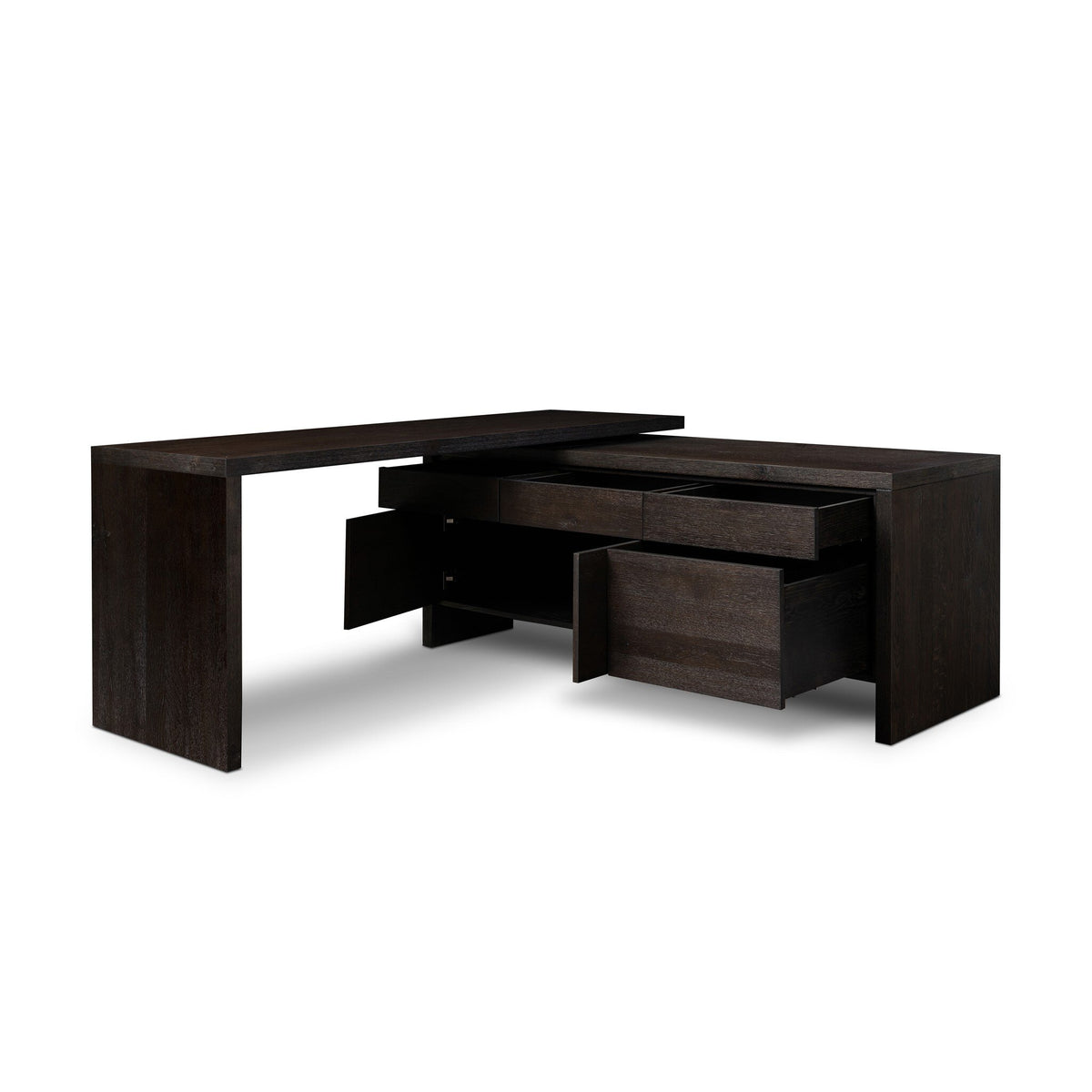 Noah Rotating Desk - Smoked Black Resawn Oak