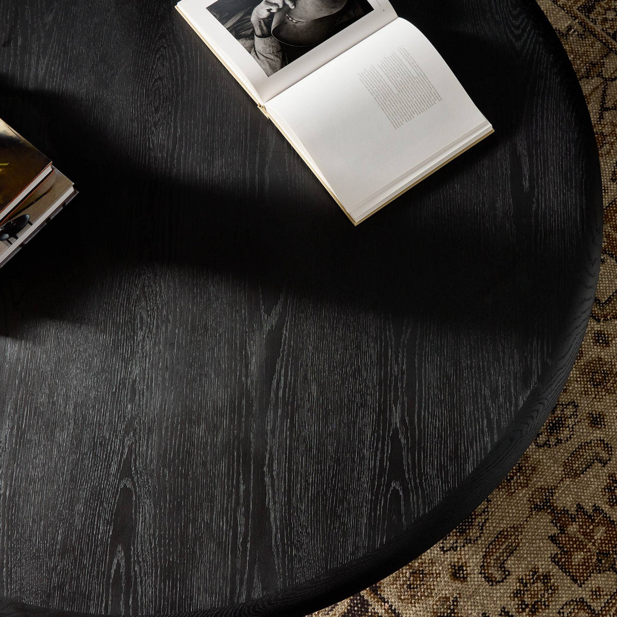 Rosenell Round Coffee Table - Black Oak Veneer