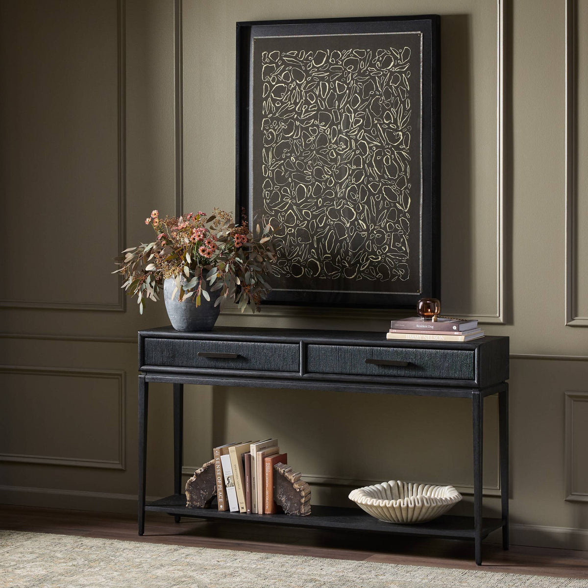 Rosenell Console Table - 60" - Black Oak Solid