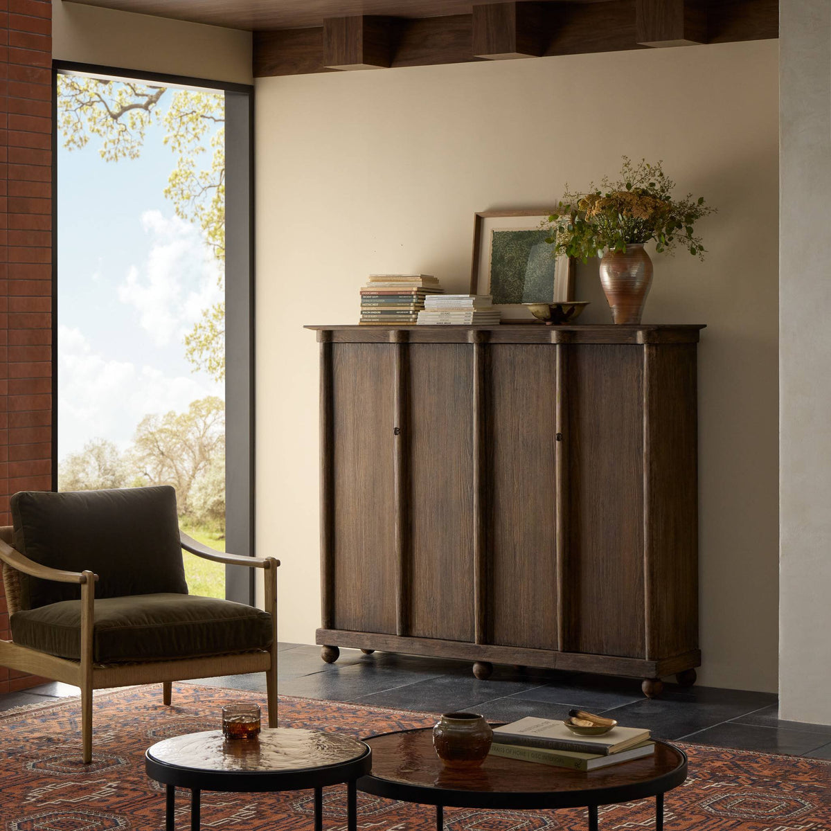 Alcott Cabinet - Distressed Cocoa Pine Veneer