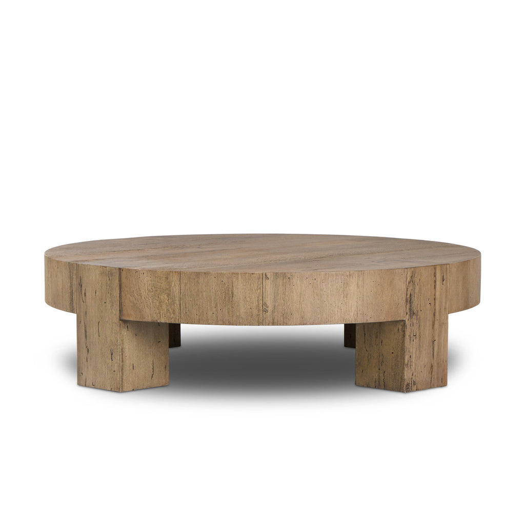 Abaso Round Coffee Table - Rustic Wormwood Oak