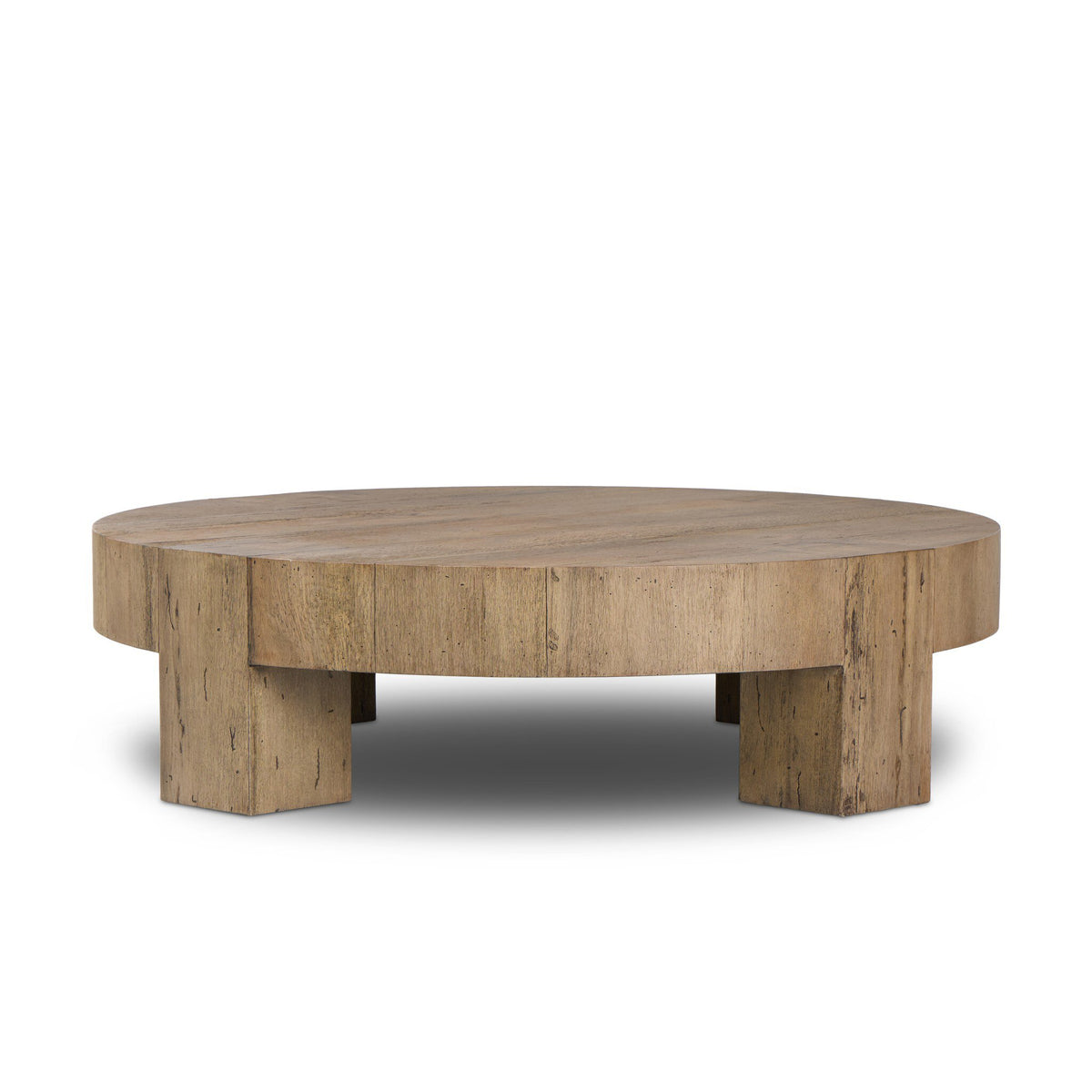 Abaso Round Coffee Table - Rustic Wormwood Oak