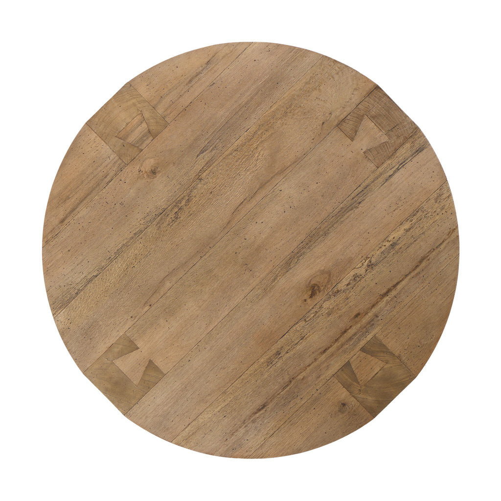 Abaso Round Coffee Table - Rustic Wormwood Oak